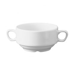 Whiteware Handled Soup Bowl Stackable 40cl