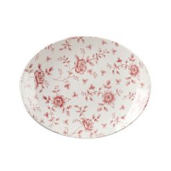 Vintage Print Cranberry Rose Chintz Oval Plate