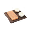 Rect Salt Plate With Wood Base 2 Bowls 20x10cm