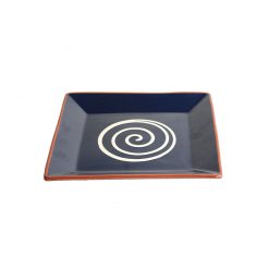 Square Platter Blue with Cream Swirl 25cm