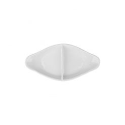 Superwhite White Oval Eared Dish Divided 28cm