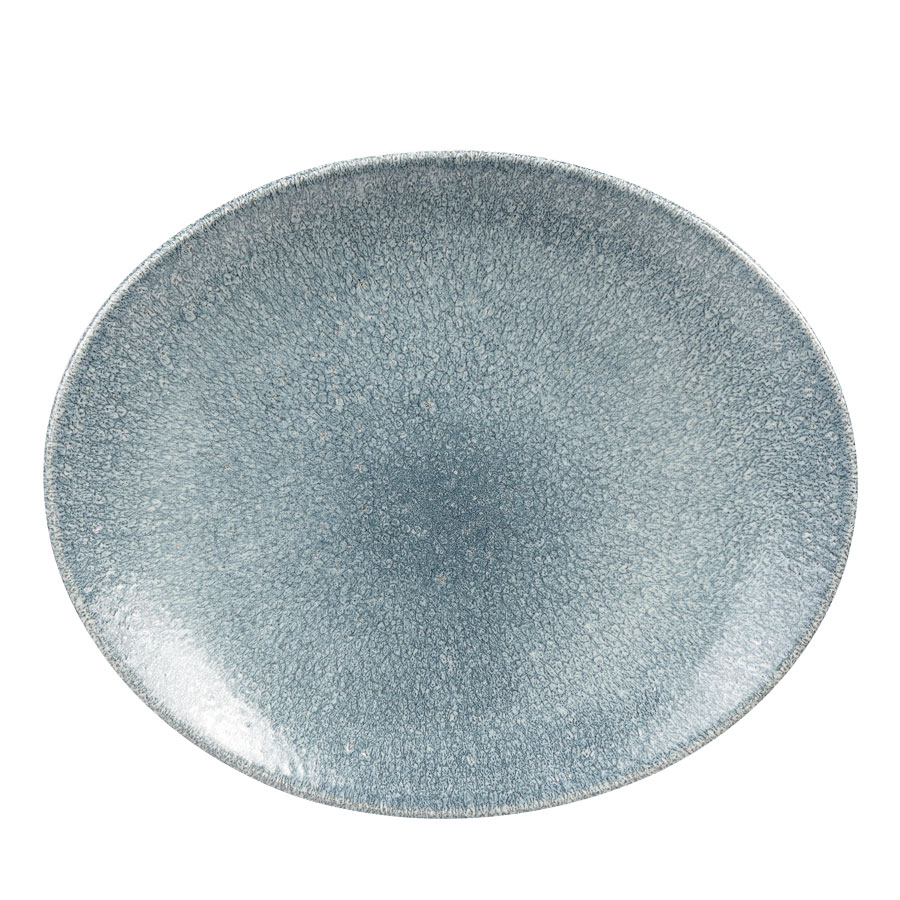 Raku Topaz Blue Oval Coupe Plate 1 Raku Topaz Blue Oval Coupe Plate