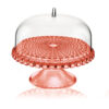 Tiffany Cake Stand With Dome 30 x 27cm(h) - Coral