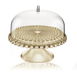 Tiffany Cake Stand With Dome 30 x 27cm(h) - Sky Grey