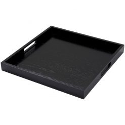 Handled Butlers Tray Black Oak Square 40 x 40cm