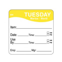 Daymark label Tuesday Removable Square 5.1cm