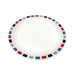 Rectangles 23cm Plate - Red Blue & Grey