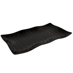 Wavy Platter Black Melamine Oblong 42x24x4cm