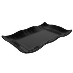 Wavy Platter Black Melamine Oblong 29x19.5x4cm