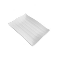 Wavy Platter White Melamine Oblong 21x15x3cm
