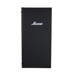 2/3rd A4 Buckram menu 4 card Black 31.5x15.5cm