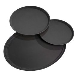 Round Black Non Slip Tray 28cm