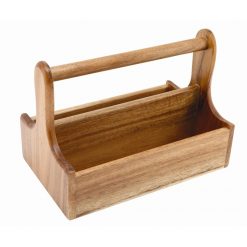 Genware Dark Wood Table Caddy With Handle