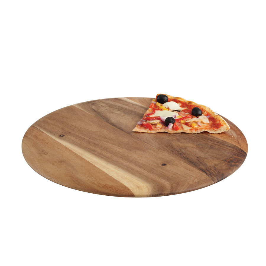 Round Pizza / Serving Board In Rustic Acacia 1 Round Pizza / Serving Board In Rustic Acacia