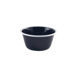 Enamel Deep Pie Dish Blk With White Rim 12cm