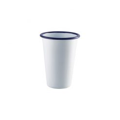Enamel Tall Tumbler White With Blue Rim 40cl