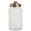 Large Lattice Glass Jar Copper Finish Lid1200ml