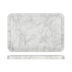 Rectangular White Marble Effect Tray 340x230mm