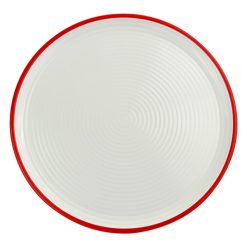 White/Red Melamine Pizza Plate 12.25 inch 310mm