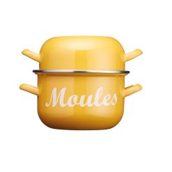 World of Flavours 2.5 Litre Yellow Enamel Mussel Pot