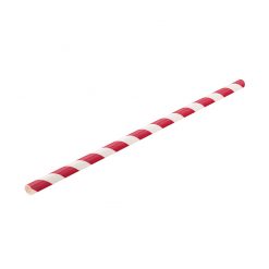 Paper Red Stripe Straw 8 inch
