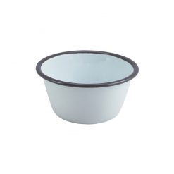 Round Deep Pie Dish White With Grey Rim 12cm