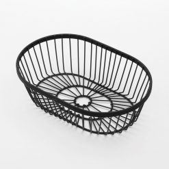 Round Wire Basket Black 9x6x2-3/4
