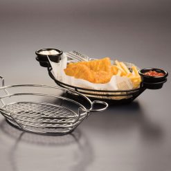 Black Oval Wire Basket With Ramekin Holder
