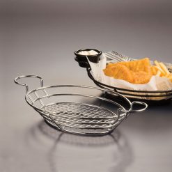 Chrome Oval Wire Basket With Ramekin Holder