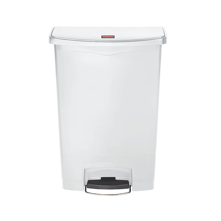 Slim Step-On Bin Front Step 90 ltr White 1 Slim Step-On Bin Front Step 90 ltr White