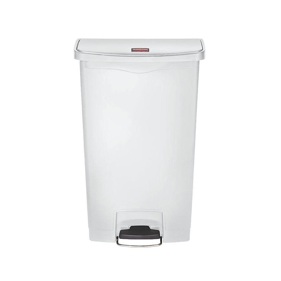 Slim Step-On Bin Front Step 68 ltr White 1 Slim Step-On Bin Front Step 68 ltr White