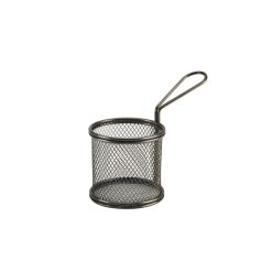 Black Serving Fry Basket  Round 9.3 x 9cm
