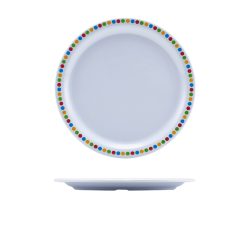 Genware Melamine 9" Plate - Coloured Circles