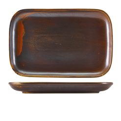 Terra Porcelain Rustic Copper Rectangular Plate 34.5 x 23.5cm
