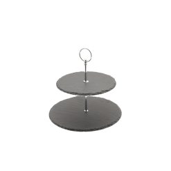Genware Slate 2-Tier Cake Stand 20/25cm