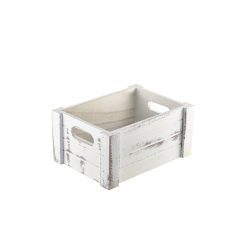 Genware White Wash Wooden Crate 22.8x16.5x11cm