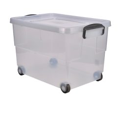Storage Box 60L W/ Clip Handles On Wheels