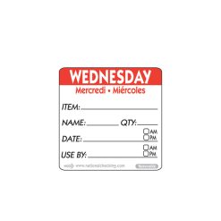 50mm Wednesday Removable Day Label (500)